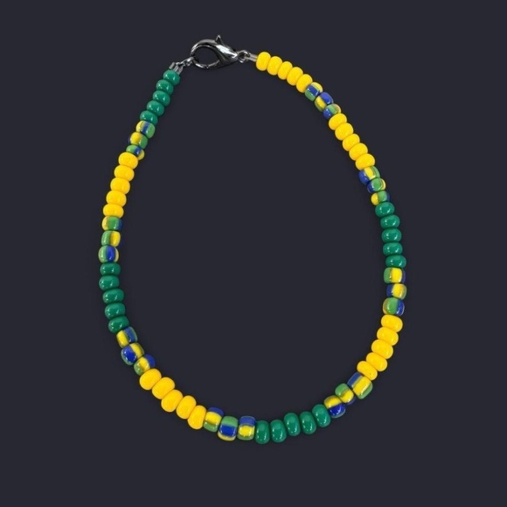 Green Blue Yellow Glass Bead Anklet